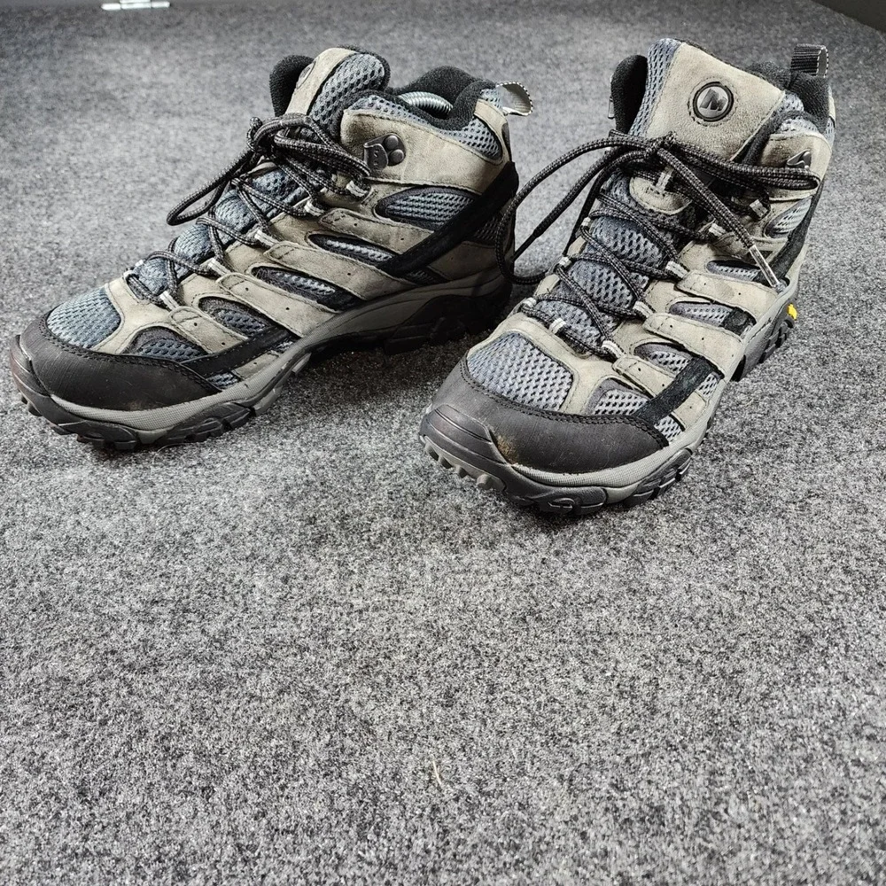 Merrell Moab 2 Mid Waterproof Hiking Boots Mens 9 Grey J06055 Vibram Sole Gorp